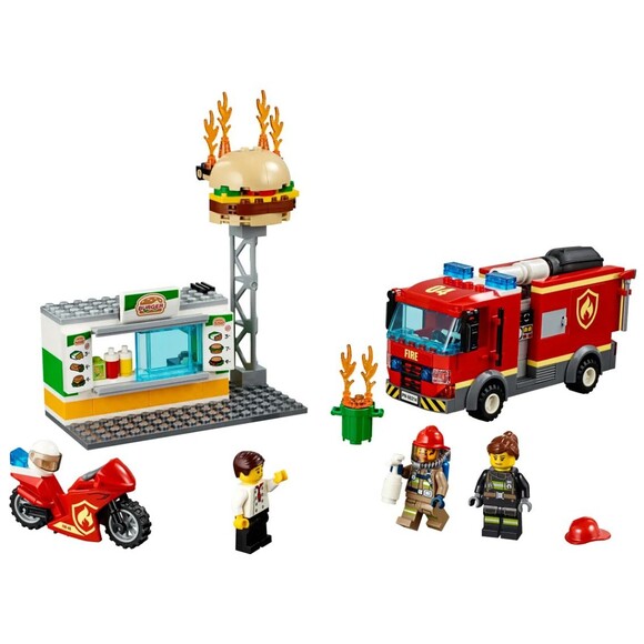 LEGO City 60214 Burger Bar Fire Rescue Complete w Minifigures & Manuals RETIRED - Picture 1 of 4